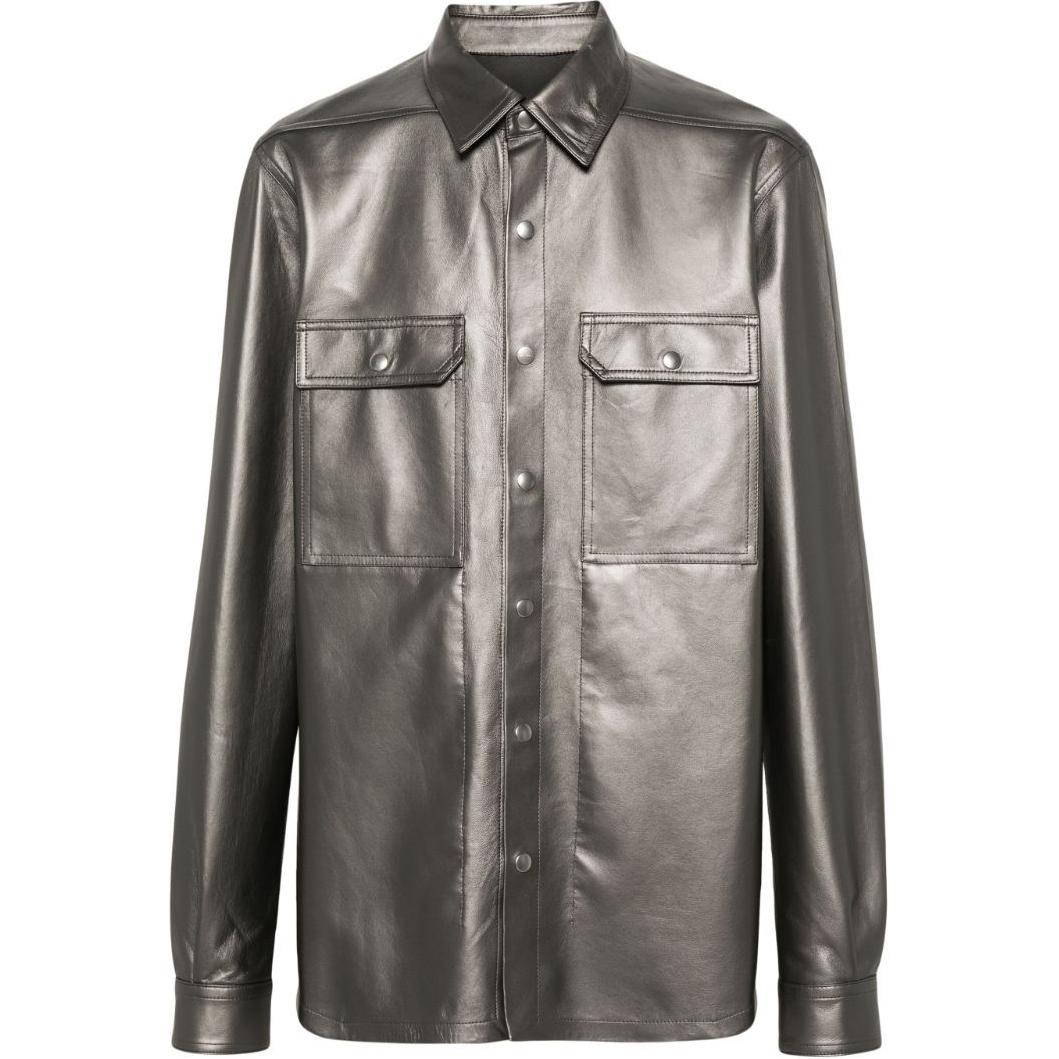 Rick Owens SS24 Silver Relaxed Fit Long Sleeve Jacket RU01D3729LLPM-68