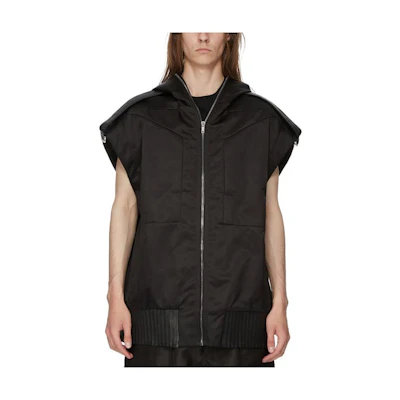 Rick Owens SS24 Sleeveless Zip Hoodie Jacket Black RR01D3705NBRLOY-09
