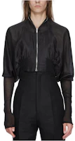 Rick Owens SS24 Solid Black Cropped Zip Jacket for Men RR01D3702SHMR-09 Rick Owens SS24 Solid Black Cropped Zip Jacket for Men RR01D3702SHMR-09