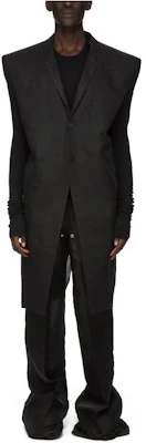 Rick Owens SS24 Jaket Hitam Lelaki Berbutang Berkerah Warna Solid RR01D3901ORMR-09 Buy Rick Owens SS24 Jaket Hitam Lelaki Berbutang Berkerah Warna Solid RR01D3901ORMR-09