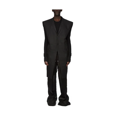 Rick Owens SS24 Solid Color Collared Button Jacket Men’s Black RR01D3901ORMR-09
