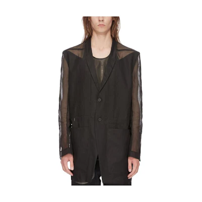 Rick Owens SS24 Solid Color Collared Pocket Jacket Black RU01D3723OR-09