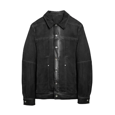Rick Owens SS24 Solid Color Single-Breasted Collared Jacket Dark Grey Men. RR01D3704DK-78