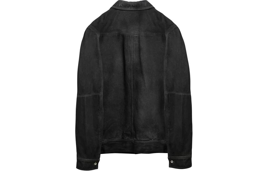 Lookbook 릭 오웬스 SS24 다크 그레이 남성 솔리드 컬러 싱글 브레스티드 재킷. RR01D3704DK-78