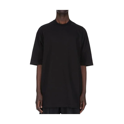 RICK OWENS SS25 Ribbed Crewneck Loose Fit Casual T-Shirt Black . RU01E5249BA-09