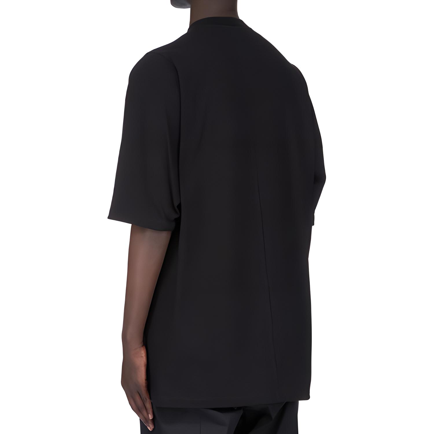 Lookbook RICK OWENS SS25 黑色羅紋圓領寬鬆休閒T恤 RU01E5249BA-09