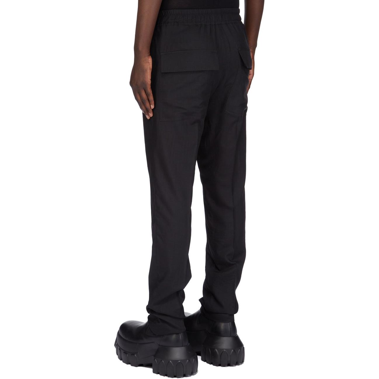 Lookbook Rick Owens SS25 修身皺褶柔軟休閒長褲 男裝 黑色 RU01E5390WG-09