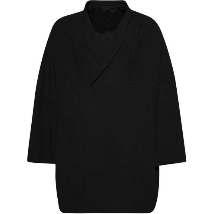 Rick Owens SS25 Solid Color Mid-Length Jacket Black RU01E5751WA-09