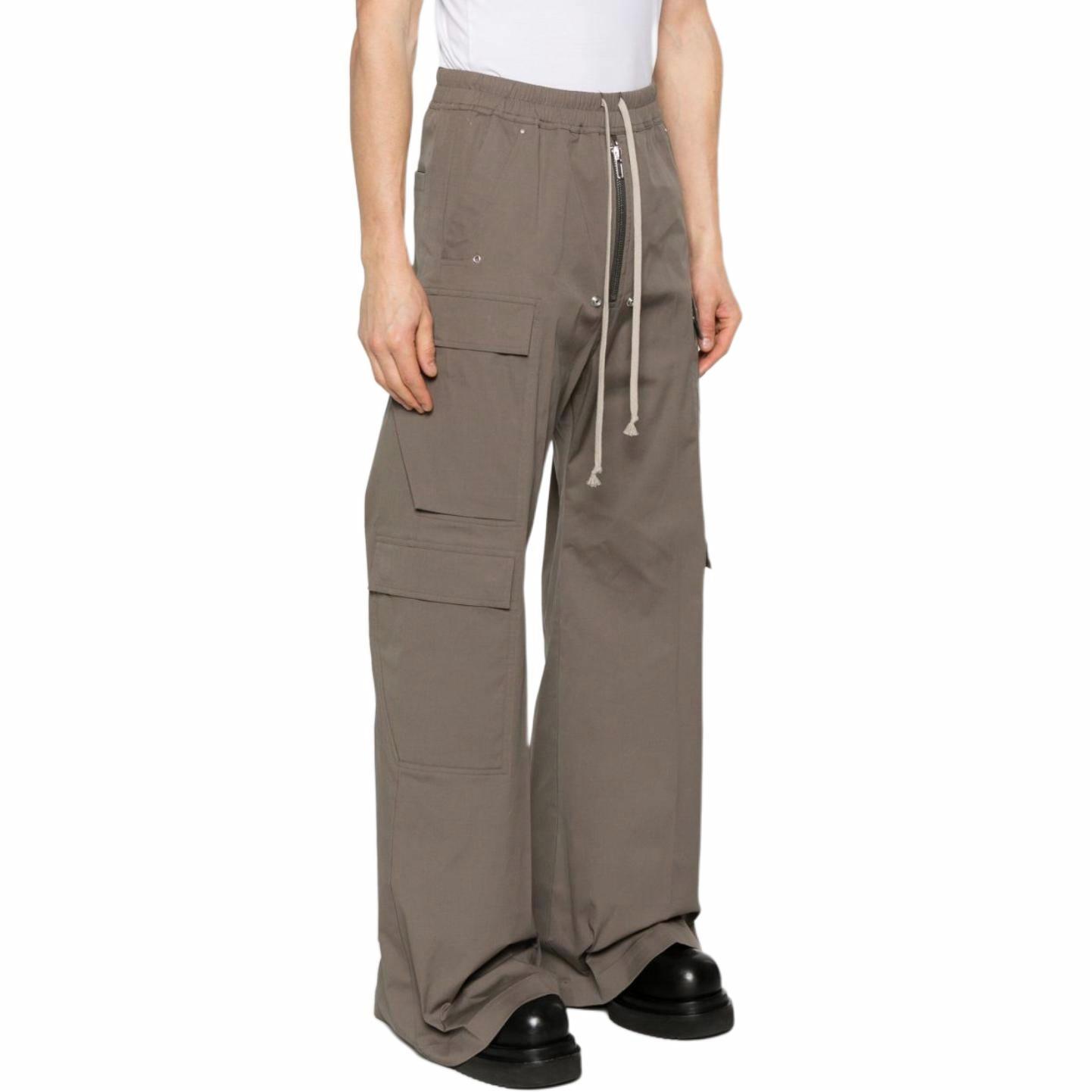 Lookbook リック・オウエンス SS25 ウォッシュスタッズ入りポケットパンツ カーキ カジュアル RU01E5339TE-34