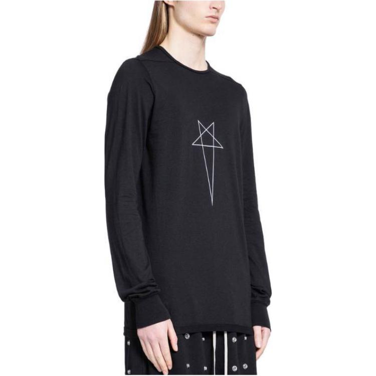 Rick Owens Star Print Crewneck Long Sleeve Sweatshirt Black DU01D1260RNEP3-0911