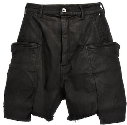 RICK OWENS Stefan Waxed Zipper Relaxed Cargo Shorts Hitam Lelaki RR01D3322SBW-99 Order RICK OWENS Stefan Waxed Zipper Relaxed Cargo Shorts Hitam Lelaki RR01D3322SBW-99