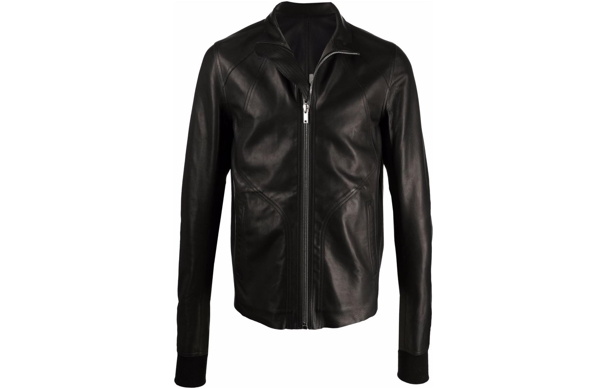 Rick Owens Straight Zipper High-Collar Jacket Solid Color RU02A5761LBL-09