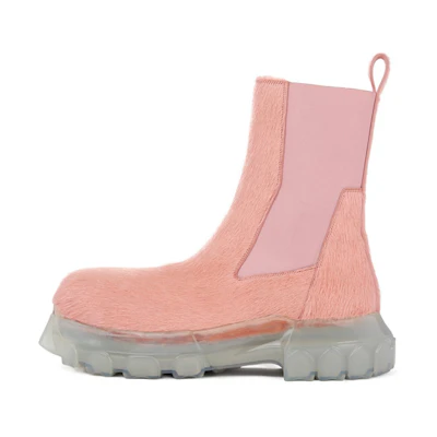 Rick Owens Strobe Beatle Bozo Bozo Chelsea Boot 'Pink Fur'
