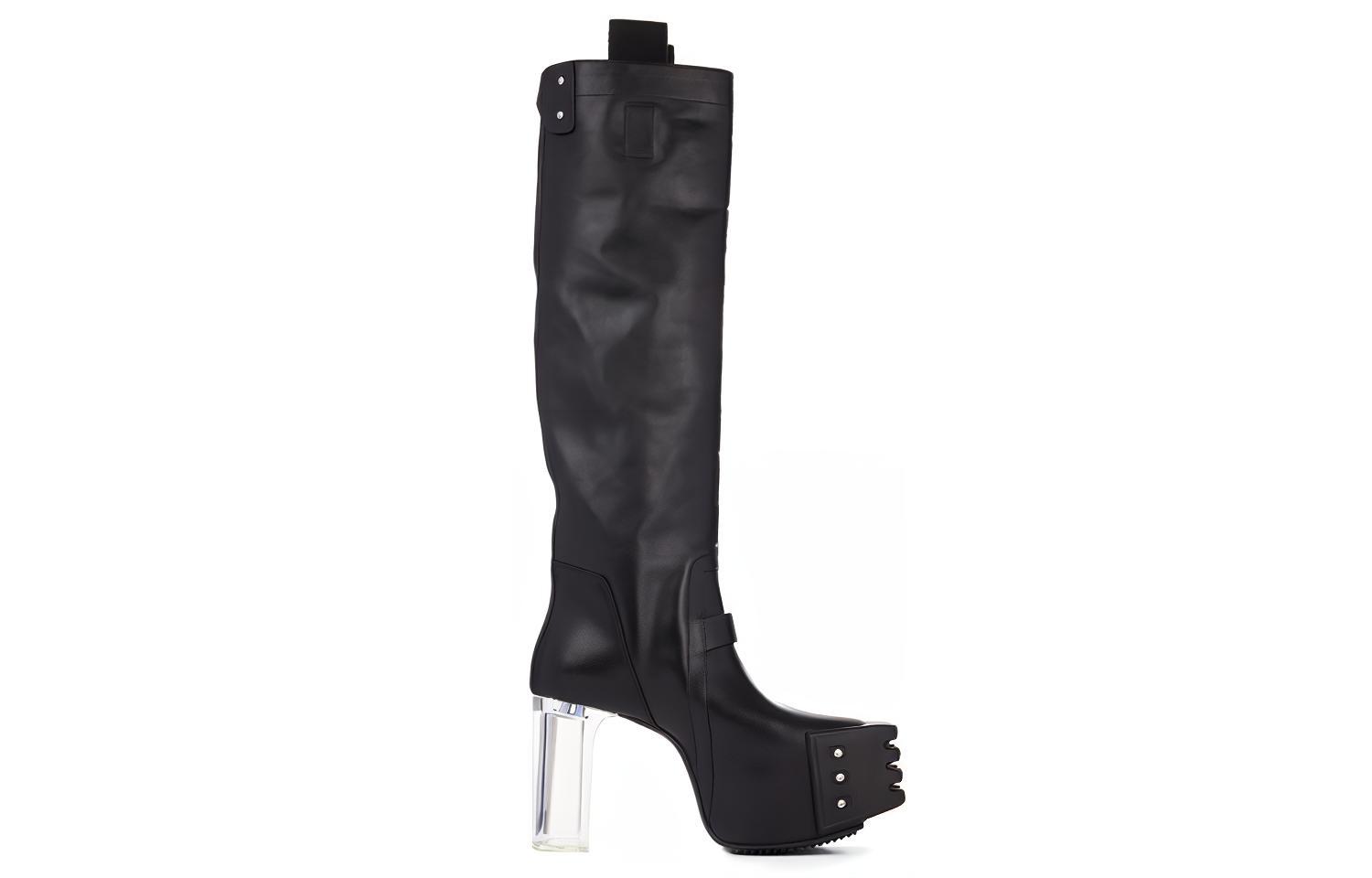 Order Botas Altas Rick Owens Strobe 'Cuero de Ternero Negro Texturizado' RR02B2827LCGGR-990