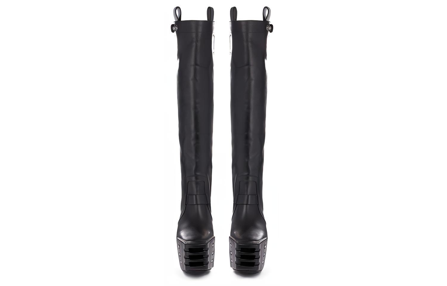 Lookbook Botas Altas Rick Owens Strobe 'Cuero de Ternero Negro Texturizado' RR02B2827LCGGR-990