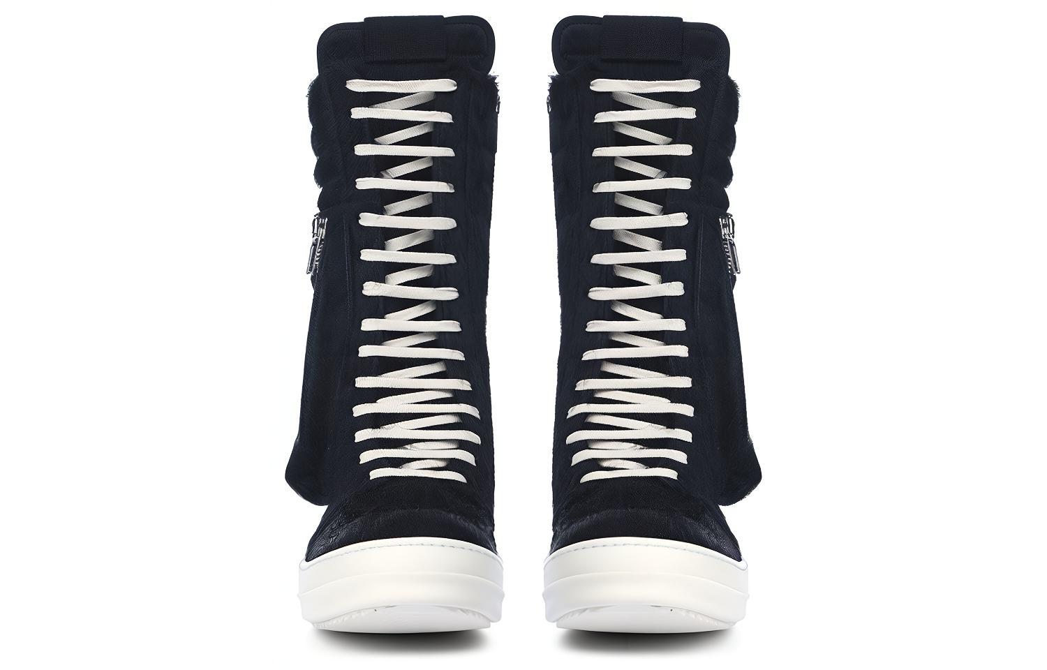 Lookbook Rick Owens Strobe Runway 'Hitam Bulu Tinggi-Top' Sneaker RR02B2899LHL-91