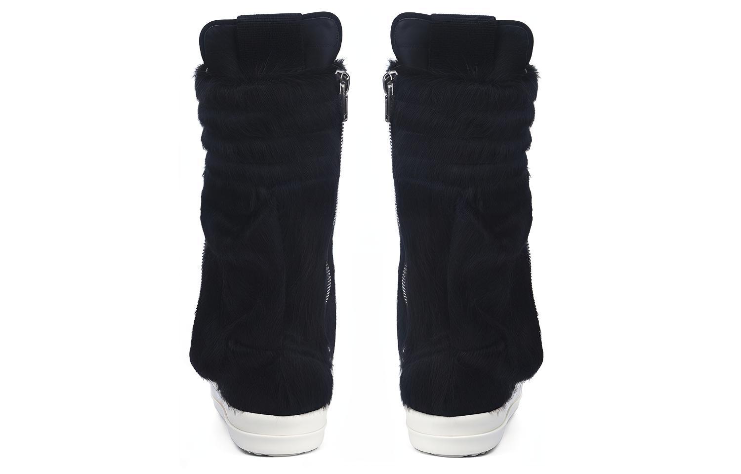 Shop Rick Owens Strobe Runway 'Hitam Bulu Tinggi-Top' Sneaker RR02B2899LHL-91