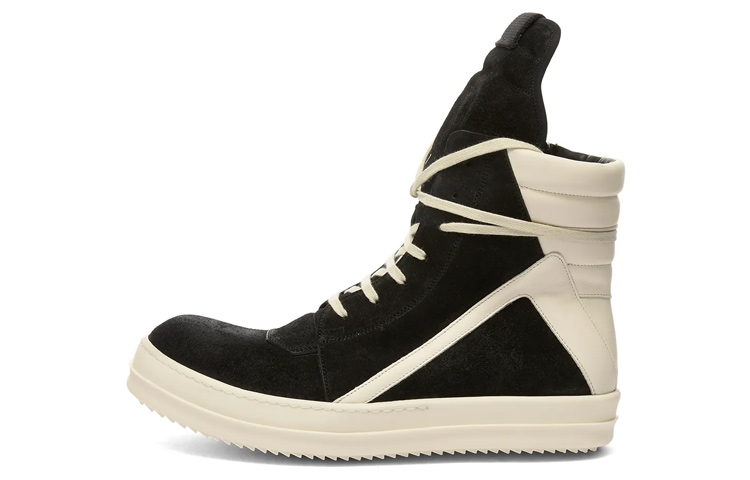 Buy Rick Owens Strobe Suede Geobasket Haut ''Noir Blanc'' RU02B2894-LCC-911