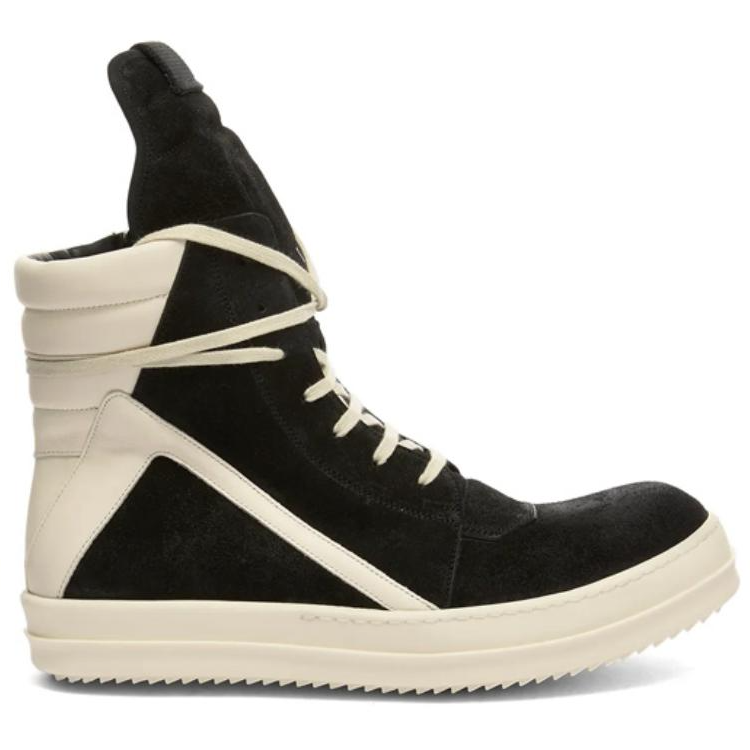 Order Rick Owens Strobe Suede Geobasket Haut ''Noir Blanc'' RU02B2894-LCC-911