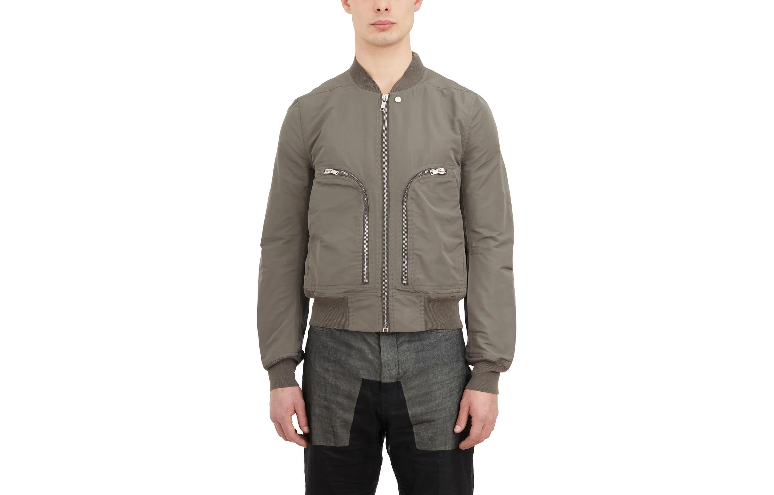 Rick Owens Taupe Baseball Collar Zip-Up Jacket RU01D3791FK-34