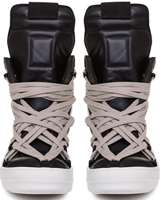 RICK OWENS Tecuatl 皮革高幫板鞋 黑白色 Lookbook RICK OWENS Tecuatl 皮革高幫板鞋 黑白色