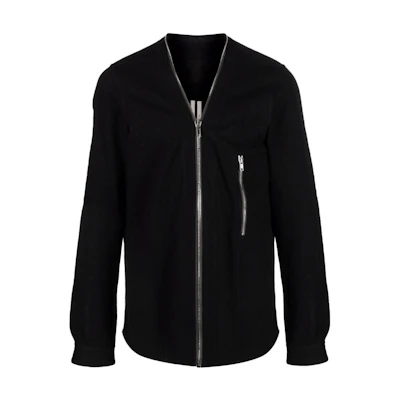Rick Owens V-Neck Solid Zipper Jacket Black 16985376
