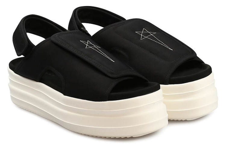 Shop Rick Owens 魔鬼氈 時尚簡約厚底涼鞋 黑色