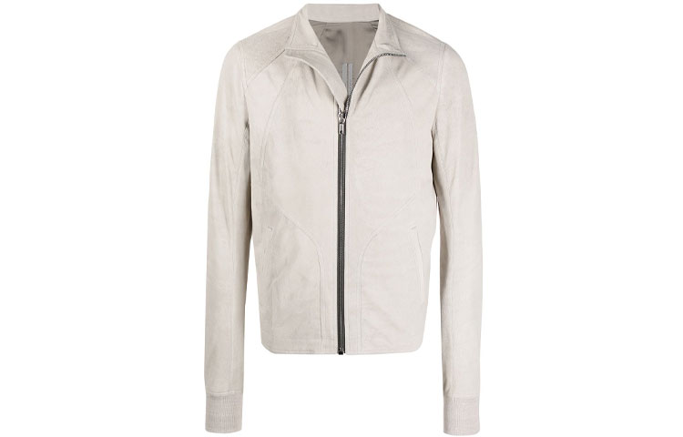 Rick Owens White Leather Zip-Up Jacket RU21S6761LBA6134