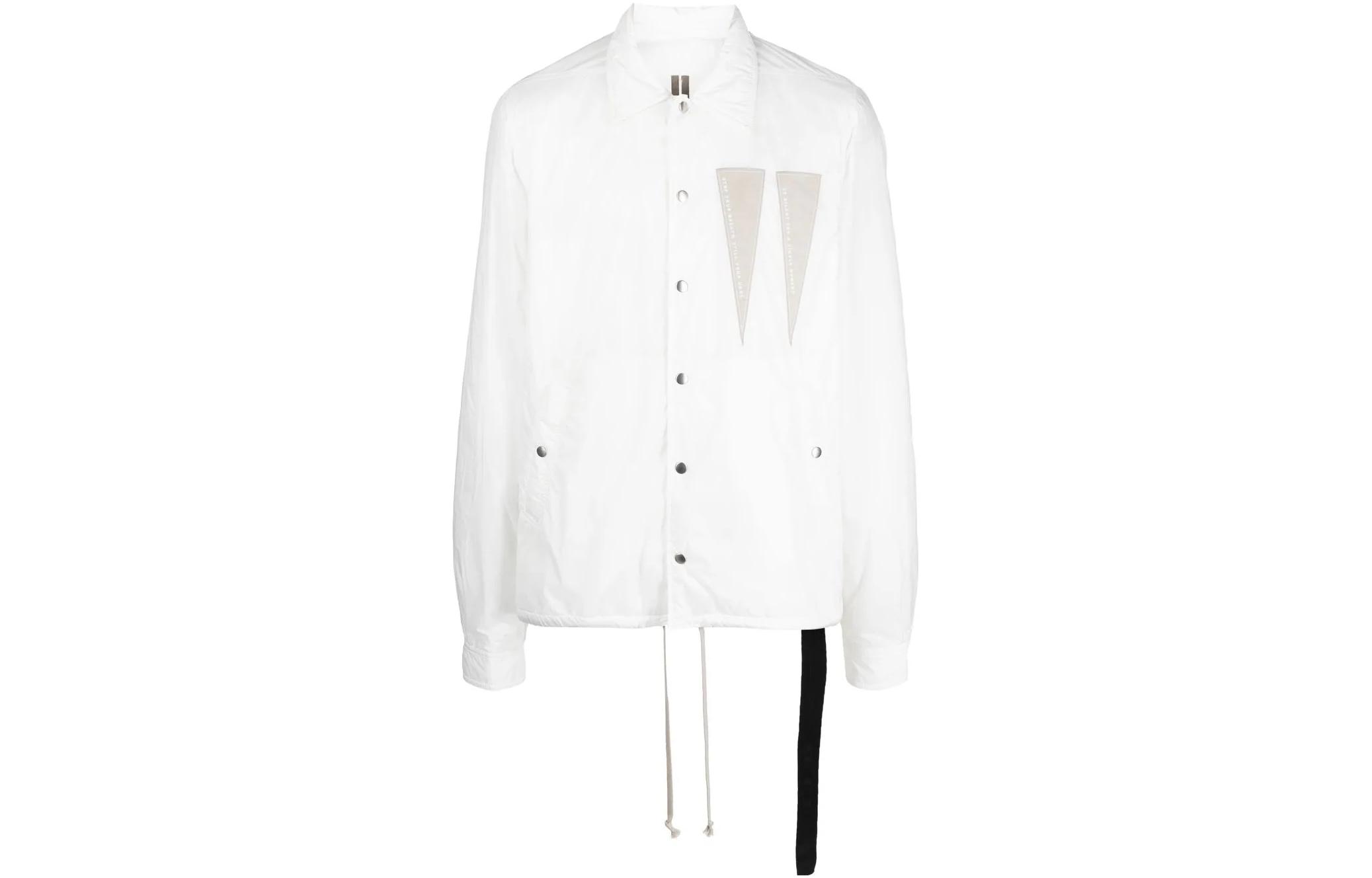 Rick Owens White Single-Breasted Printed Jacket with Lapel Collar DU01C6782NDEH1