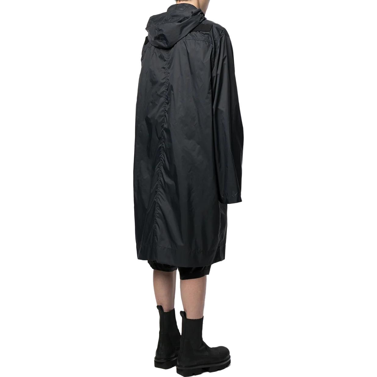 Shop RICK OWENS X Champion Black  Mid-Length Overcoat with Hoodie Collaboration. CM21S0002216752-09