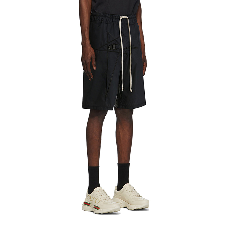 Details for RICK OWENS x Champion Black Embroidered Casual Shorts - Gift Idea CM21S0013216776-09