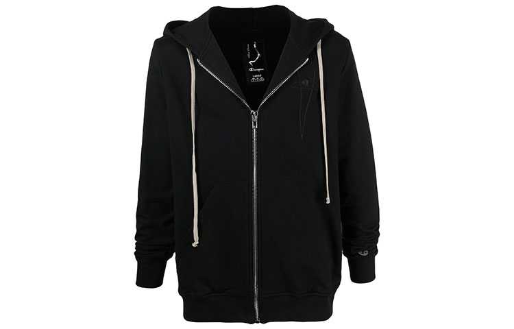 Rick Owens Champion Black Zip-Up Hoodie Collaboration CM21S0009216759-09