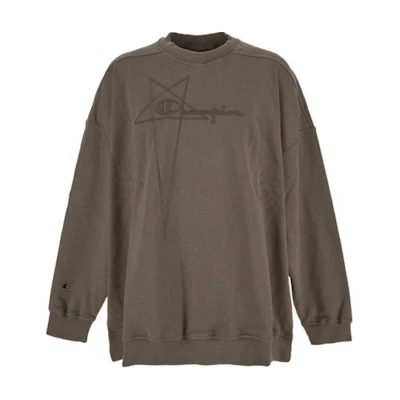 Rick Owens Champion Collab Logo Embroidered Crewneck Sweatshirt Brown Mens CM01D0462CHFE-34