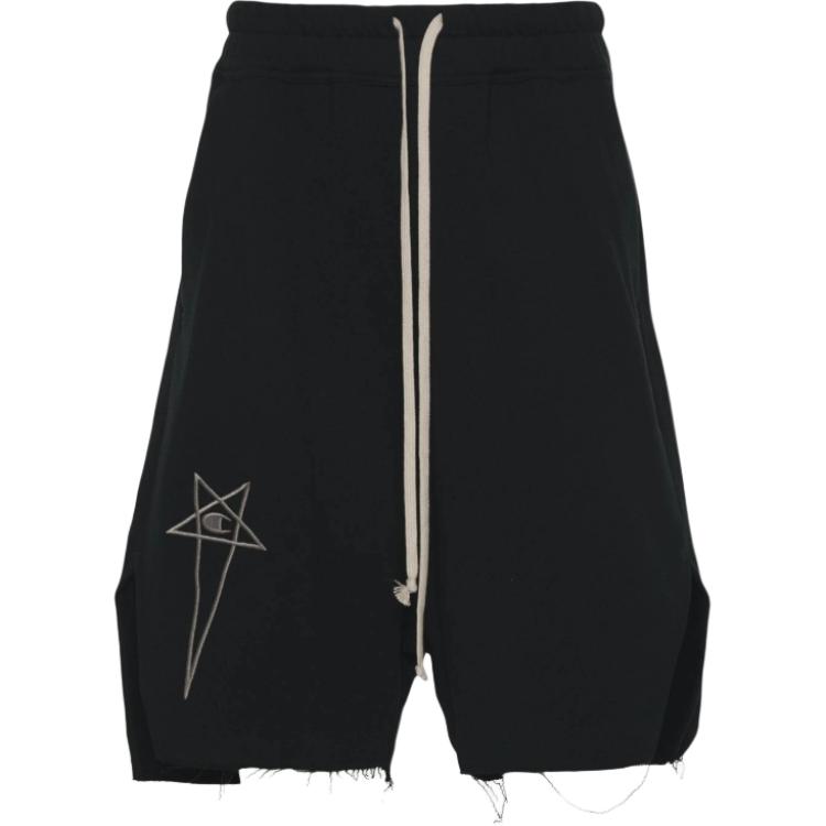 Rick Owens x Champion Drawstring Logo Relaxed Fit Shorts Black . CM01D9240CHFE-09
