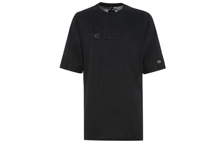 RICK OWENS x Champion FW21 Black Crewneck Short Sleeve Tee . CM21S0010216762-09