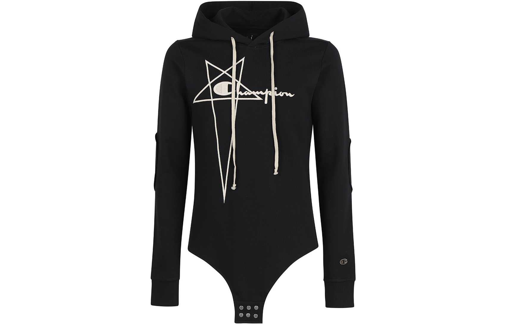 Rick Owens Champion FW23 Embroidered Logo Hoodie Black CM01B7898-09