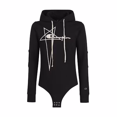 Rick Owens Champion FW23 Embroidered Logo Hoodie Black CM01B7898-09