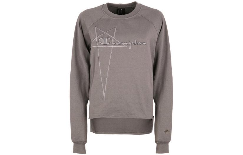 RICK OWENS x Champion Logo Embroidered Crewneck Long Sleeve Sweatshirt Dark Grey. CM21S0004216758-34