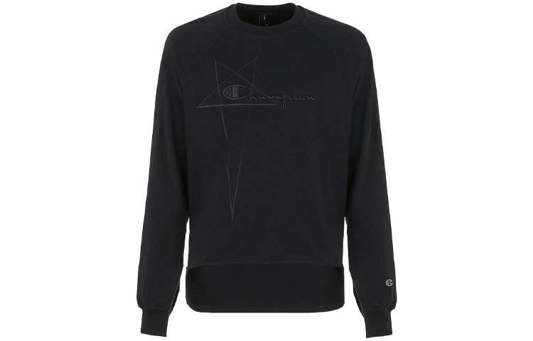 Rick Owens Champion Logo Embroidered Crewneck Sweatshirt Black CM21S0004216758-09