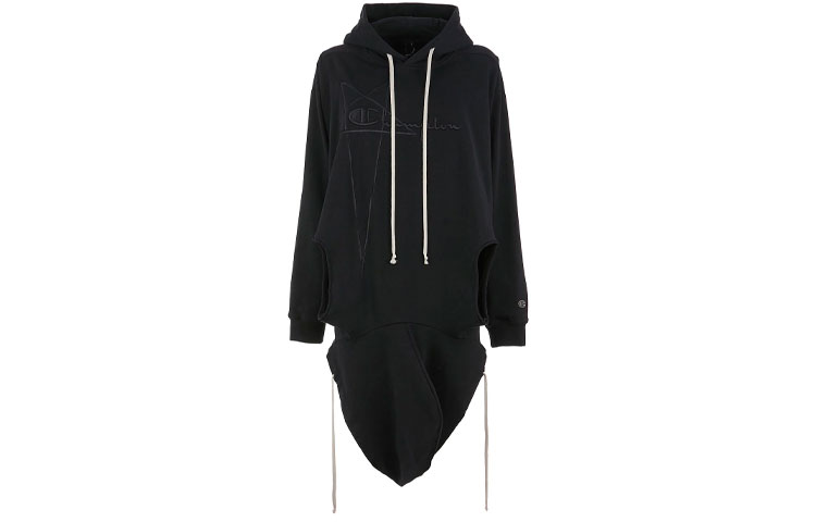 Rick Owens Champion Logo Embroidered Hoodie Black Long Sleeve CM21S0008216757-09