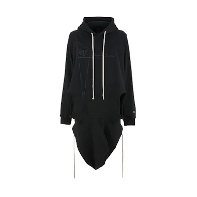 Rick Owens Champion Logo Embroidered Hoodie Black Long Sleeve CM21S0008216757-09
