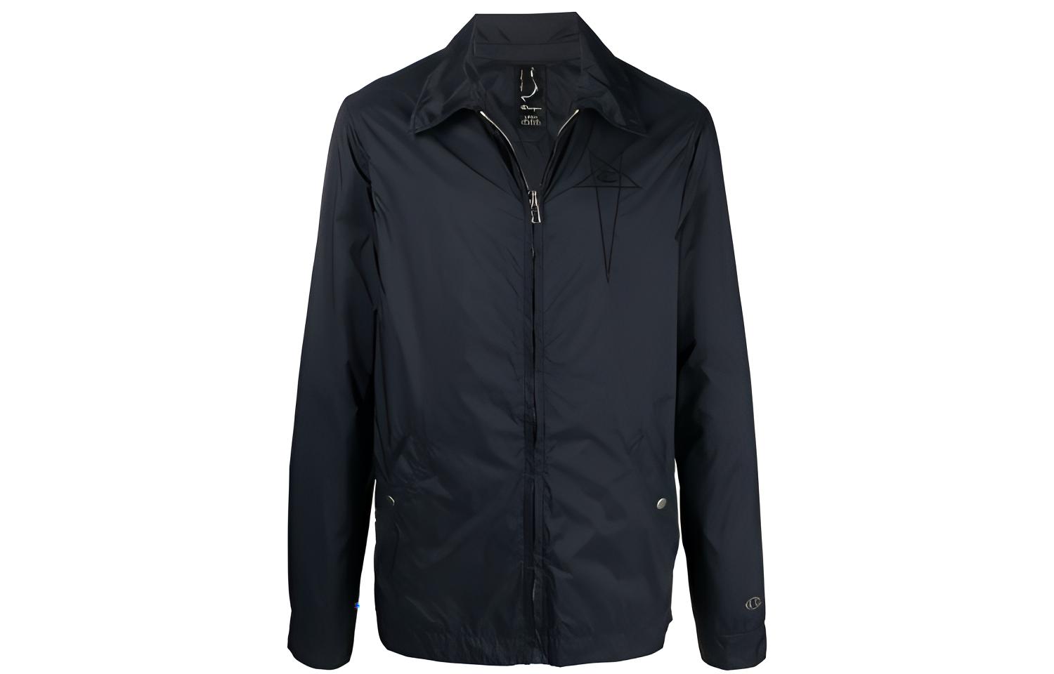 Rick Owens Champion Logo Embroidered Zip-Up Jacket Black CM21S0001216750-09