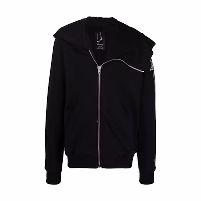Rick Owens Champion SS22 Black Irregular Zip Hoodie CM01B7825CHFE-09