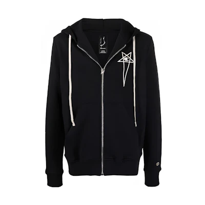 Rick Owens Champion SS22 Black Zip-Up Hoodie CM01B7827CHFE-09