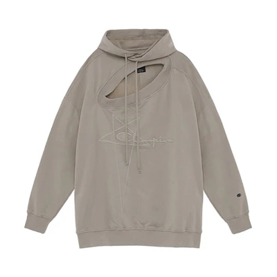 Rick Owens Champion SS22 Distressed Logo Sweatshirt Khaki Men CM01B7925-08