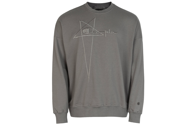 Rick Owens Champion SS22 Embroidered Crewneck Sweatshirt Grey 524344