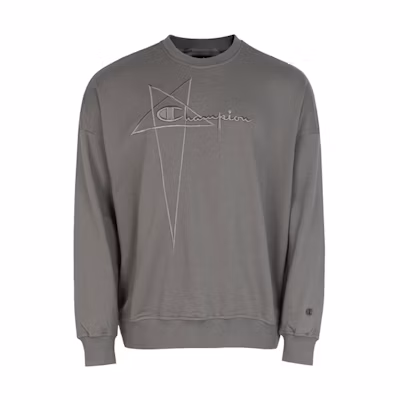 Rick Owens Champion SS22 Embroidered Crewneck Sweatshirt Grey 524344