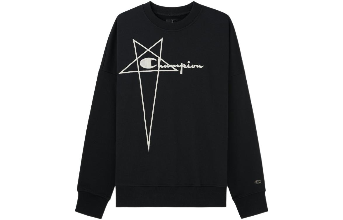 Rick Owens Champion SS22 Logo Embroidered Crewneck Sweatshirt Black JVM16273672506-94