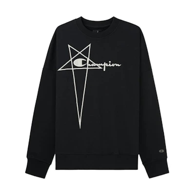 Rick Owens Champion SS22 Logo Embroidered Crewneck Sweatshirt Black JVM16273672506-94