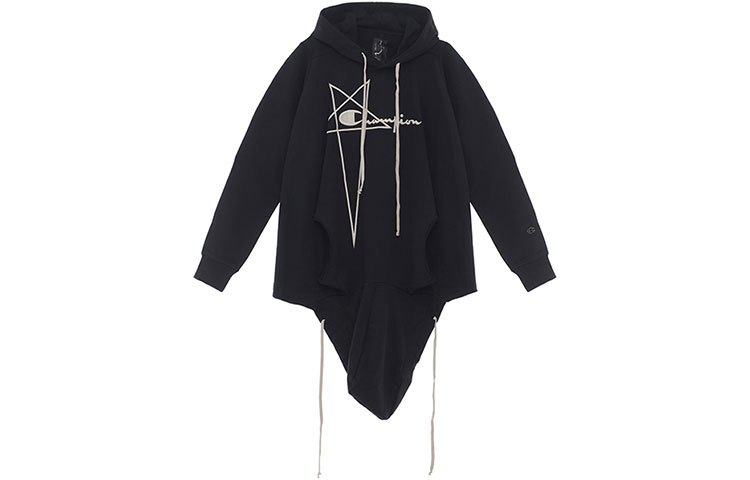 Rick Owens Champion SS22 Logo Hoodie Black CM01B7924-09